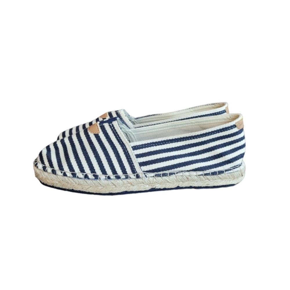 TONI PONS Navy Off White Stripe Espadrille Shoes Size 41